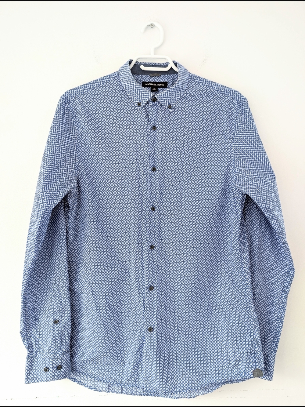 Michael Kors Slim Fit Geometric Print Button-Up Shirt Modern Smart Casual ~ Sz M